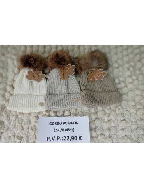 Gorro pompon pelo natural