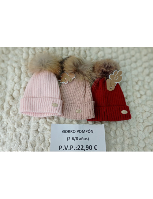 Gorro pompon pelo natural