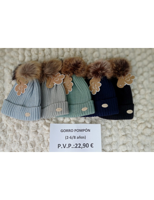 Gorro pompon pelo natural